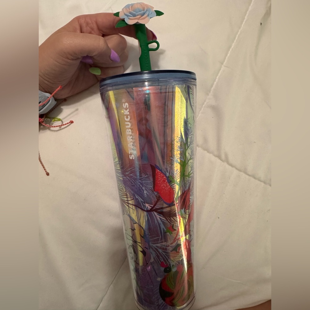 Starbucks Vibrant Floral Tumbler with Green Straw